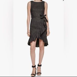 CalvinKlein Short Dress with Ruffle and Waist Tie